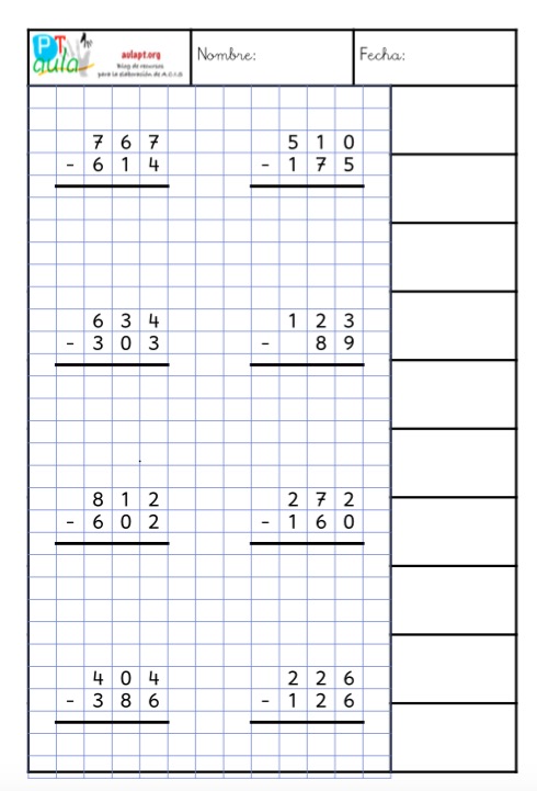 cuaderno restas