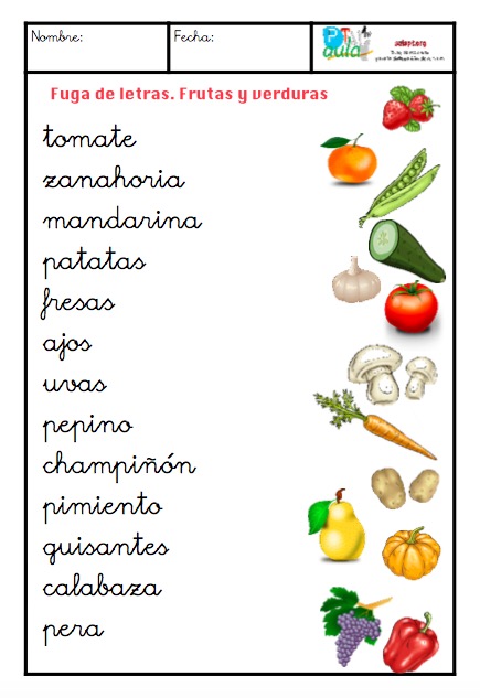 frutas y verduras minúsculas