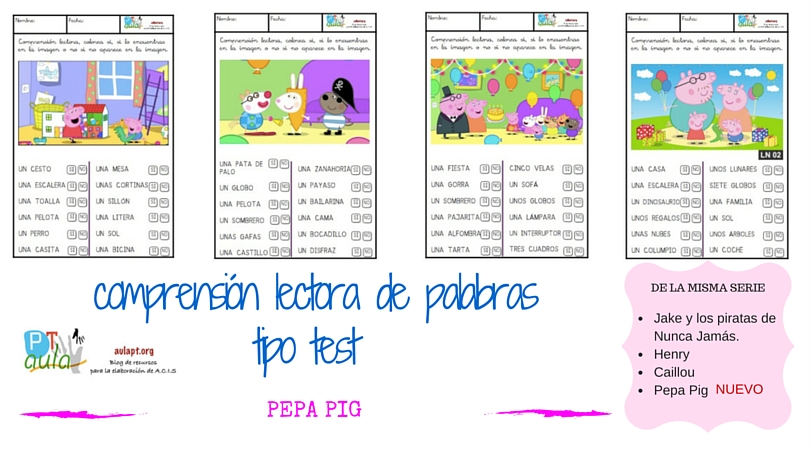 comprensión lectora de palabras tipo test