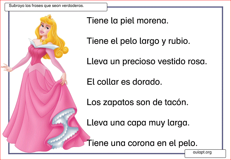 COMPRENSIÓN LECTORA - 2 TAREAS CON CADA PRINCESA. - Aula PT