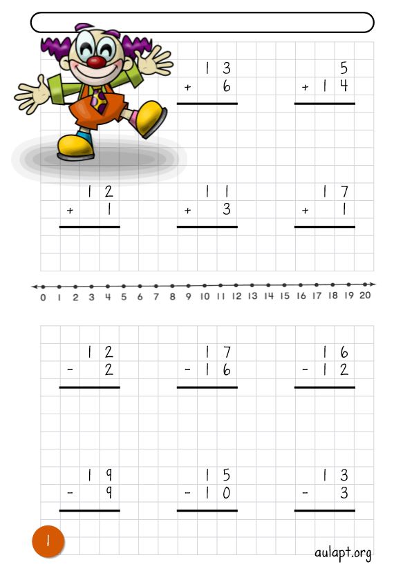 Cuadernillo de sumas y restas hasta el 20 sin llevadas - Aula PT