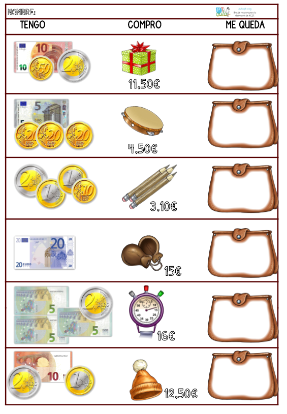 Problemas Con Euros Fichas De Matematicas Matematicas