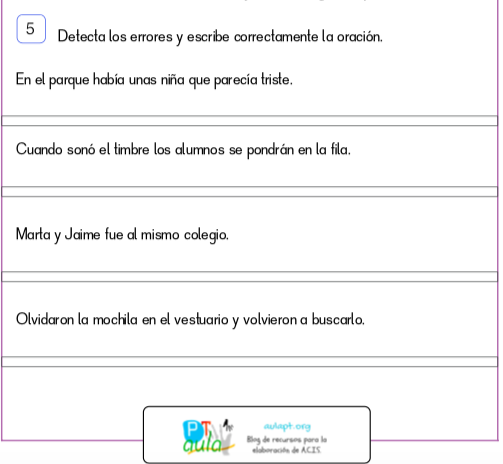 Sujetos y predicados. Actividades diversas con oraciones sencillas