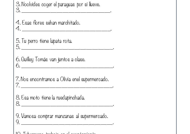 Resultado de imagen de ejercicios de separación de palabras en una frase